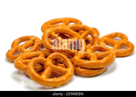 Salt pretzels against a white background Stock Photo