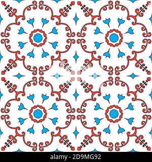 Tile seamless pattern. Vector illustration. Mosaic textile print. Stock Vector