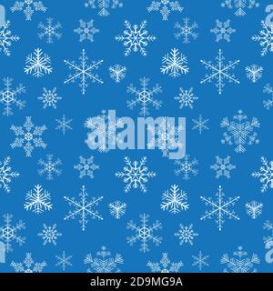 Snowflakes seamless pattern on red background. Vector illustration. Christmas textile print. Stock Vector