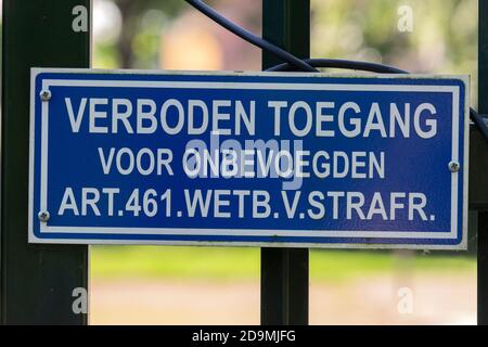 Sign Verboden Toegang Voor Onbevoegden At Amsterdam The Netherlands Stock Photo