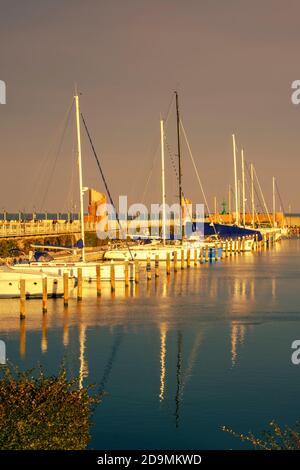 The boats moored in the port of Rimini, Italy Stock Photo