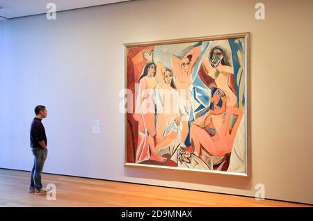 New York City, New York, United States of America - New York City Museum of Modern Art, MOMA, Les Demoiselles d'Avignon (The Young Ladies of Avignon, and originally titled The Brothel of Avignon) by Pablo Picasso (1907), USA , Manhattan. Stock Photo