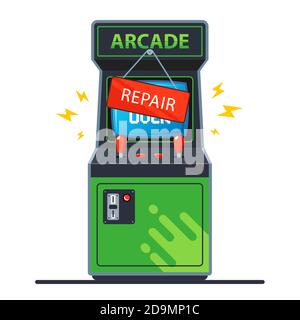 Retro arcade cabinet isolated on white background illustration Stock ...
