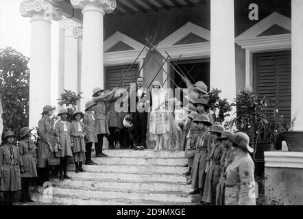 The Wedding of Arthur Gordon Shoosmith & Marjorie Shoosmith The construction of Rashtrapati Bhavan  photo taken by architect  A. G. Shoosmith OBE (awarded in 1930) . 1888-1974,He was Edwin Lutyens's representative in New Delhi, where he worked from 1920-1931 as Edwin Lutyens’ permanent representative in New Delhi he was responsible for the construction  of Viceroy’s House now Rashtrapati Bhavan  When the new capital was rising, Lutyens and Herbert Baker only went out for a couple of months each winter while the permanent representative was on the spot all year round Stock Photo