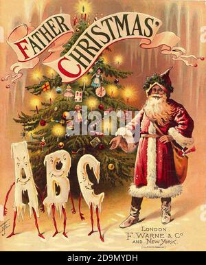 Santa Claus - Father Christmas. Old chrismas card illustration in a vintage style. Stock Photo