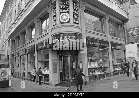 Zürich: The Kurz watch store and rolex shop at Bahnhofstrasse is having hard times due to Covid-19 lockdowns and shutdowns Stock Photo