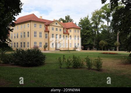 Mirow, Mecklenburg-Vorpommern/ Germany - August 21 2020: Castle Mirow, castle located on an isle in the the lake of Mirow Stock Photo