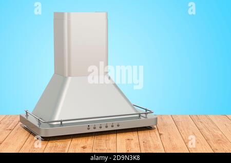 Kitchen exhaust hood in kitchen interior. 3D rendering Stock Photo - Alamy