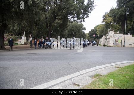 Rome, Italy. 05th Nov, 2020. The funeral procession passes through the Villa Borghese, Rome, Italy on November 5, 2020. (Photo by Matteo Nardone/Pacific Press/Sipa USA) Credit: Sipa USA/Alamy Live News Stock Photo