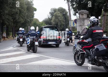 Rome, Italy. 05th Nov, 2020. The funeral procession passes through the Villa Borghese, Rome, Italy on November 5, 2020. (Photo by Matteo Nardone/Pacific Press/Sipa USA) Credit: Sipa USA/Alamy Live News Stock Photo