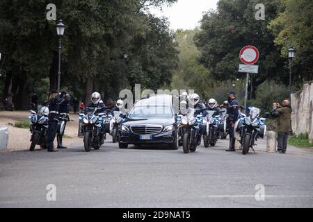 Rome, Italy. 05th Nov, 2020. The funeral procession passes through the Villa Borghese, Rome, Italy on November 5, 2020. (Photo by Matteo Nardone/Pacific Press/Sipa USA) Credit: Sipa USA/Alamy Live News Stock Photo