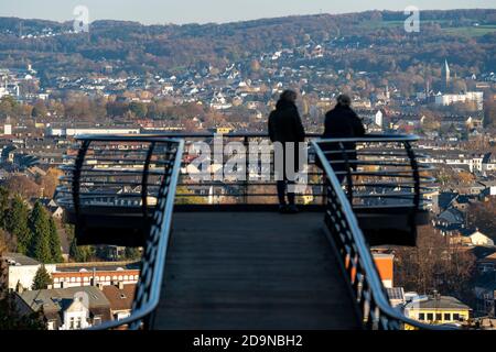 The Nordpark in Wuppertal, viewing platform Skywalk, view over the districts of Barmen and Oberbarmen, Wuppertal, NRW, Germany Stock Photo