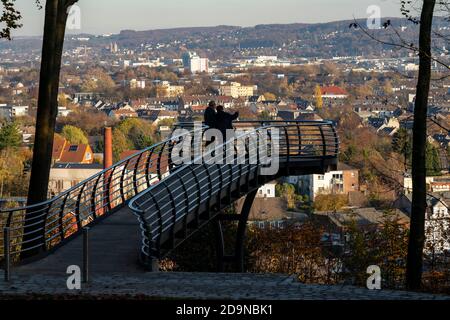 The Nordpark in Wuppertal, viewing platform Skywalk, view over the districts of Barmen and Oberbarmen, Wuppertal, NRW, Germany Stock Photo