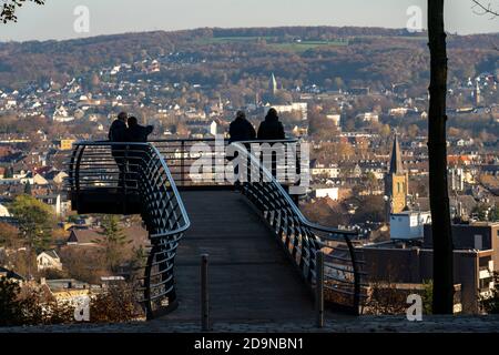 The Nordpark in Wuppertal, viewing platform Skywalk, view over the districts of Barmen and Oberbarmen, Wuppertal, NRW, Germany Stock Photo