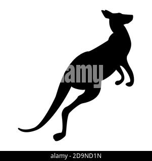 Black kangaroo silhouette isolated on white background. Vector Illustration Stock Vector