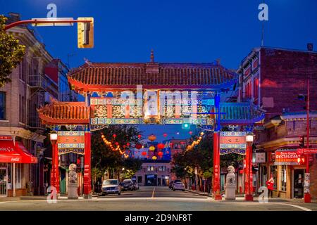 The Gates of Harmonious Interest', Chinatown,  Victoria, British Columbia, Canada Stock Photo