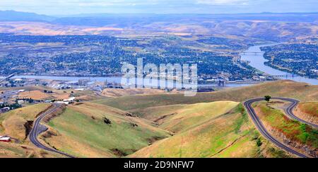 Lewiston Idaho view from Lewiston Hill Overlook Stock Photo