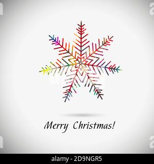 A multi-colored abstraction of a snowflake. Merry Christmas. Mixed media. Vector illustration Stock Vector