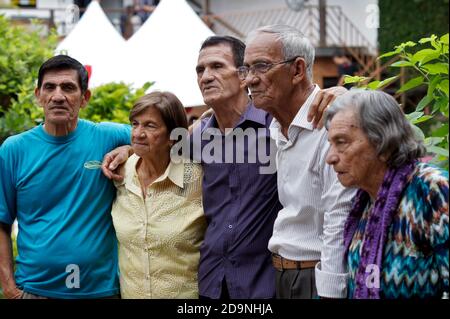 October 25, 2015. Mairiporã, SP, Brazil. 70th wedding anniversary party for an elderly couple with their your brother and sisters. Stock Photo