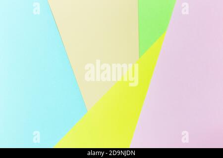 Pastel papers color background is nested backdrop flat lay. green, light green, pink, yellow Stock Photo