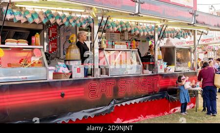 SARINA, QUEENSLAND, AUSTRALIA - AUGUST 2019: Food vendor with traditional fairground food at local country show Stock Photo