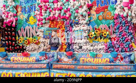 SARINA, QUEENSLAND, AUSTRALIA - AUGUST 2019: Sideshow game with toys as prizes at Sarina country show Stock Photo