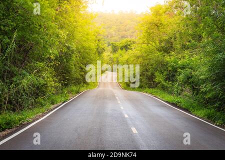 Road in the forest on the mountain in Nakhon Ratchasima, Thailand Stock Photo