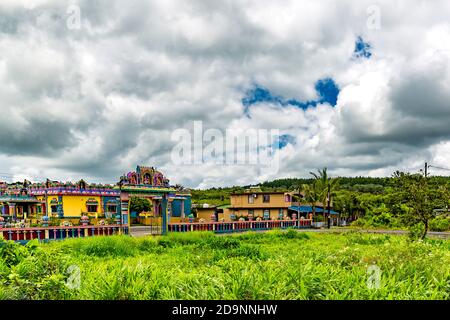 Hindu temple, Riviere-des-Anguilles Mariammen kovil, Saint Aubin, Mauritius, Africa, Indian Ocean Stock Photo