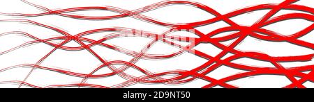 Abstract background of wavy intertwining lines with shadows, red on white Stock Vector