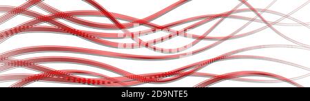 Abstract background of wavy intertwining lines with shadows, red on white Stock Vector