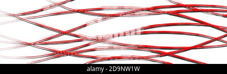 Abstract background of wavy intertwining lines with shadows, red on white Stock Vector