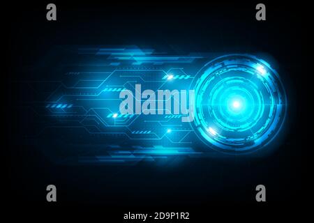 Abstract circle connection futuristic with flare light circuit background.Future concept.vector and illustration Stock Vector
