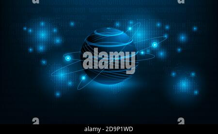 Abstract futuristic world global with orbit,map on background.vector and illustration Stock Vector