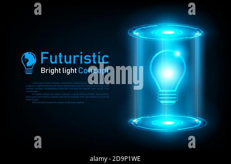 Abstract futuristic Lightbulb idea Hologram.Future concept.vector and illustration Stock Vector