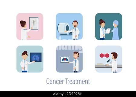 Cancer treatment avatars flat design vector illustration Stock Vector
