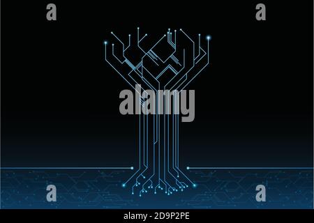 Tree of future in futuristic concept design.vector and illustration Stock Vector