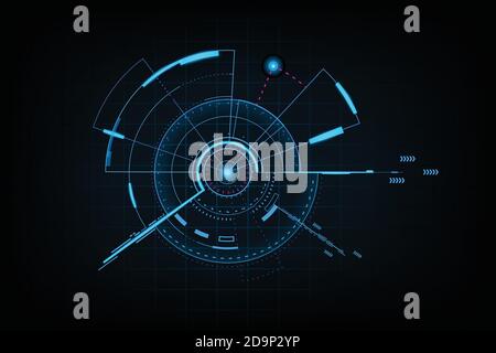 Abstract circle connection futuristic with flare light on grid background.Future concept.vector and illustration Stock Vector