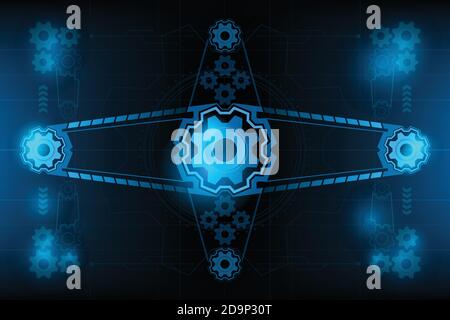 Abstract circle connection futuristic with flare light on grid background.Future concept.vector and illustration Stock Vector