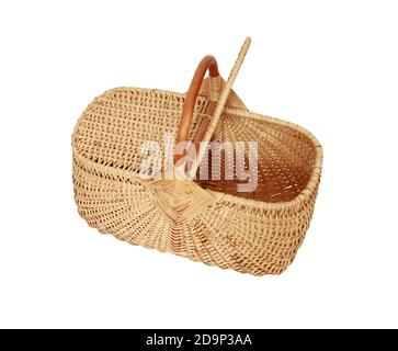 Wicker basket with lid isolated on white background Stock Photo - Alamy