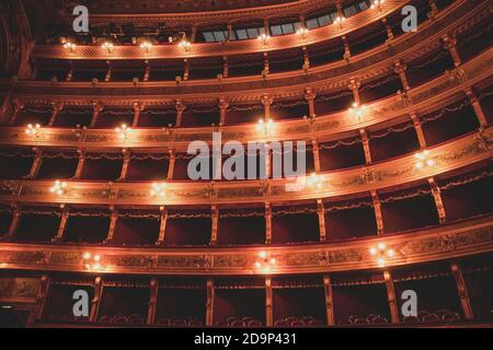 Auditorium in the Teatro Massimo in Palermo, Teatro Massimo, theater, Piazza Verdi, Palermo, Sicily, capital, big city, Italy Stock Photo