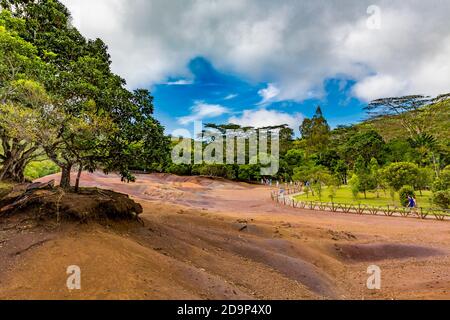 Seven Colored Earth, Terres des Sept Couleurs, Chamarel, Seven Colored Earths, Mauritius, Africa, Indian Ocean Stock Photo