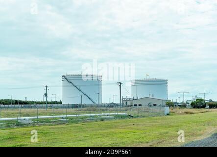 Brisbane, Queensland, Australia - 26th September 2019: Storage tanks in an industrial area Stock Photo