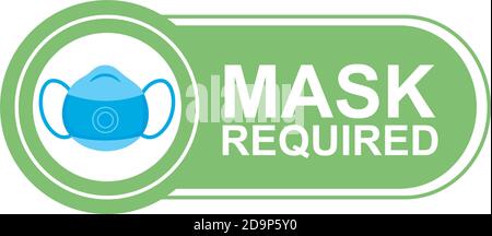mask required label sticker with medical mask and lettering vector illustration design Stock Vector