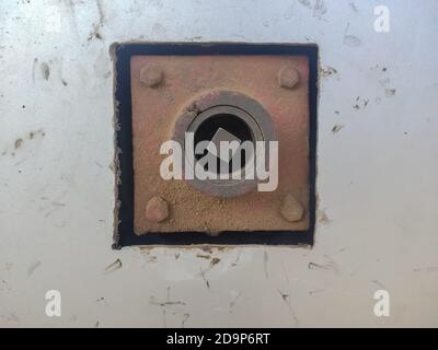 Releasing & Locking System of Roller Shutters Door for Big store & Factories . Locking Protect System Equipment. Stock Photo