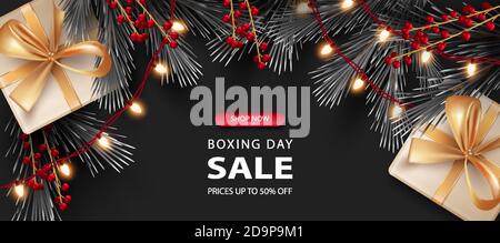 Merry Christmas and Happy New Year realistic banner Stock Vector