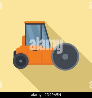 Road roller icon, flat style Stock Vector