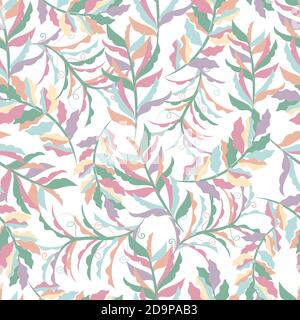 vector seamless pattern with branches and leaves. Stock Vector