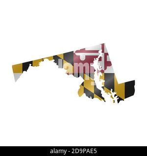 Maryland state map with waving flag of US State. Vector illustration ...