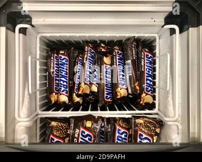 Snickers Ice cream inside a chiller Stock Photo