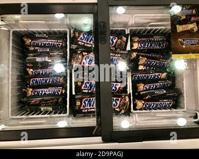 Snickers Ice cream inside a chiller Stock Photo